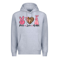 Heather Grey peace love ballet Premium Hoodie - NancyCooperArtShop