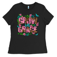 Black grow in grace Ladies Tee - AdoDesignShop