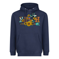 Navy western faith arrow sunflowers Heavyweight Hoodie - BarkalooDesign