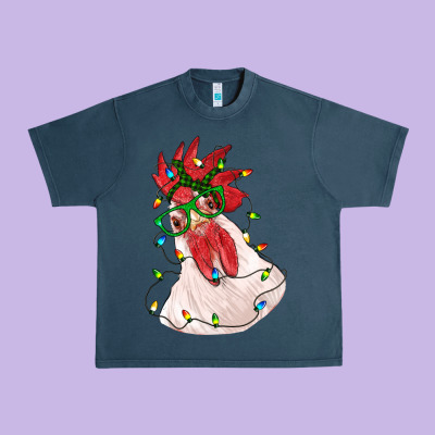 Christmas Rooster With Lights Urban Heavy Tee Designed By Ranaportraitstore
