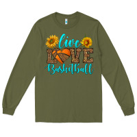 Army Green live love basketball Long Sleeve Tee - HRA Design Shop