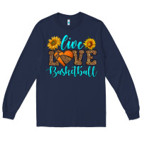 Navy live love basketball Long Sleeve Tee - HRA Design Shop