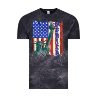 Cloud Black usa flag with statue of liberty Vintage Tee - texasbilliewilder