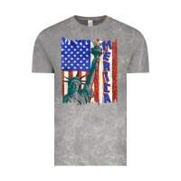 Cloud Rock usa flag with statue of liberty Vintage Tee - texasbilliewilder