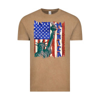 Vintage Coffee usa flag with statue of liberty Vintage Tee - texasbilliewilder