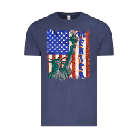 Vintage Denim usa flag with statue of liberty Vintage Tee - texasbilliewilder