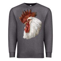 Charcoal Heather Leghorn Rooster Head Premium Sweatshirt - LillyAllenDesigns