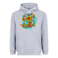Heather Grey western belive sunflowers cross Heavyweight Hoodie - BarkalooDesign