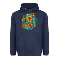Navy western belive sunflowers cross Heavyweight Hoodie - BarkalooDesign