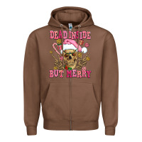 Chestnut dead inside but merry  pink christmas skeleton Zipper Hoodie - AdoDesignShop