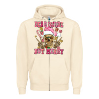 Sandshell dead inside but merry  pink christmas skeleton Zipper Hoodie - AdoDesignShop