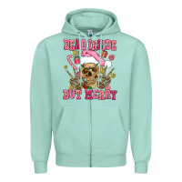 Seafoam dead inside but merry  pink christmas skeleton Zipper Hoodie - AdoDesignShop