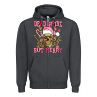 Smoke dead inside but merry  pink christmas skeleton Zipper Hoodie - AdoDesignShop