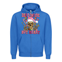 True Royal dead inside but merry  pink christmas skeleton Zipper Hoodie - AdoDesignShop