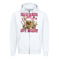 White dead inside but merry  pink christmas skeleton Zipper Hoodie - AdoDesignShop