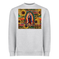 Heather Grey sunflower serape lady of guadalupe Heavyweight Sweatshirt - RanaPortraitStore