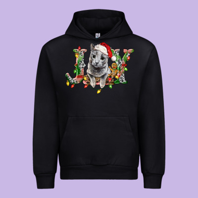 Russian Blue Cat Joy Urban Hoodie Designed By Lillyallendesigns