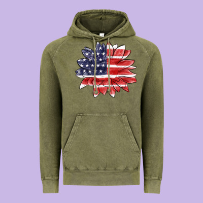 Vintage Hoodie american flag sunflower
