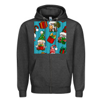 Charcoal Heather christmas gnomes and gift box seamless pattern Zipper Hoodie - BundleAndBundleShop
