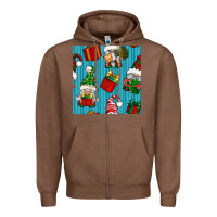 Chestnut christmas gnomes and gift box seamless pattern Zipper Hoodie - BundleAndBundleShop