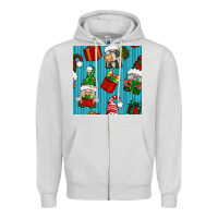 Dove Grey christmas gnomes and gift box seamless pattern Zipper Hoodie - BundleAndBundleShop
