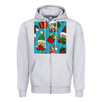 Heather Grey christmas gnomes and gift box seamless pattern Zipper Hoodie - BundleAndBundleShop