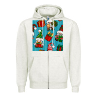 Oatmeal Heather christmas gnomes and gift box seamless pattern Zipper Hoodie - BundleAndBundleShop