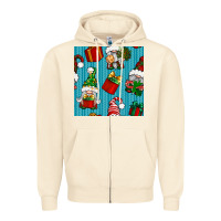 Sandshell christmas gnomes and gift box seamless pattern Zipper Hoodie - BundleAndBundleShop