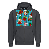 Smoke christmas gnomes and gift box seamless pattern Zipper Hoodie - BundleAndBundleShop