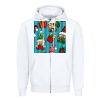 White christmas gnomes and gift box seamless pattern Zipper Hoodie - BundleAndBundleShop