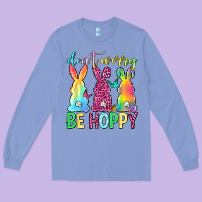 Don't Worry Be Hoppy Easter Day Long Sleeve Tee Designed By Neo Western