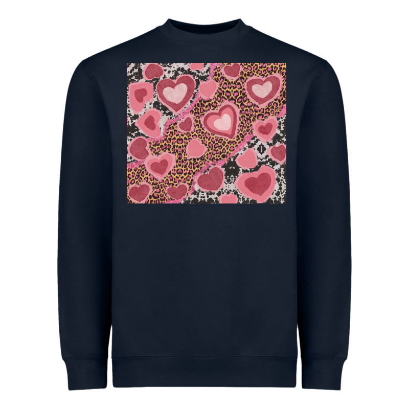 Valentines Day Hearts With Leopard And Cowhide Heavyweight Sweatshirt by RanaPortraitStore | Teevron