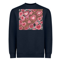 Navy valentines day hearts with leopard and cowhide Heavyweight Sweatshirt - RanaPortraitStore