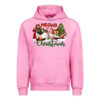 Fuchsia Pink siamese cat meowy christmas Urban Hoodie - LillyAllenDesigns