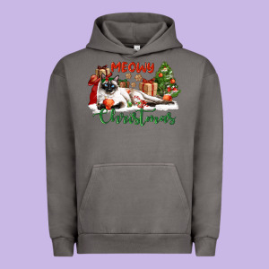 Siamese Cat Meowy Christmas Urban Hoodie Designed By Lillyallendesigns