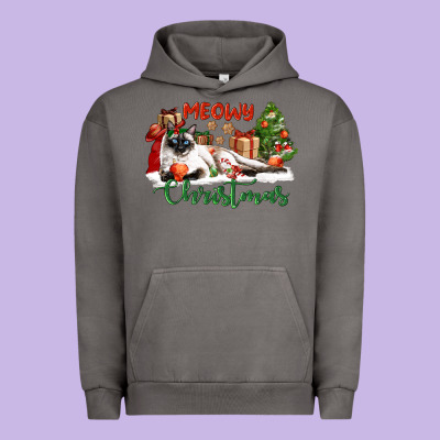 Siamese Cat Meowy Christmas Urban Hoodie Designed By Lillyallendesigns