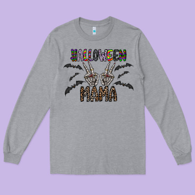 Halloween Mama Long Sleeve Tee Designed By Cowhidedigitalart