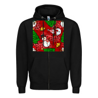 Black christmas snowman and trees seamless pattern Zipper Hoodie - BundleAndBundleShop