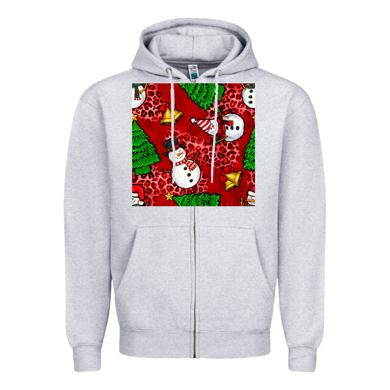 Christmas Snowman And Trees Seamless Pattern Zipper Hoodie by BundleAndBundleShop | Teevron