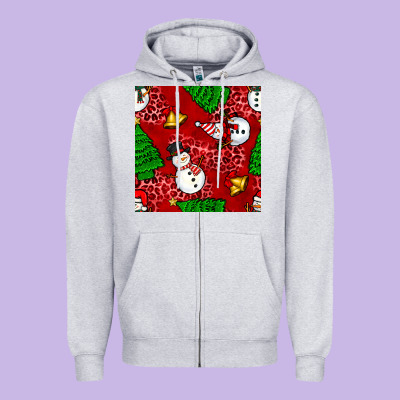 Christmas Snowman And Trees Seamless Pattern Zipper Hoodie Designed By Bundleandbundleshop