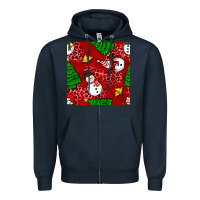 Navy christmas snowman and trees seamless pattern Zipper Hoodie - BundleAndBundleShop