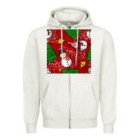 Oatmeal Heather christmas snowman and trees seamless pattern Zipper Hoodie - BundleAndBundleShop
