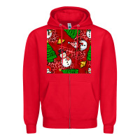 Red christmas snowman and trees seamless pattern Zipper Hoodie - BundleAndBundleShop