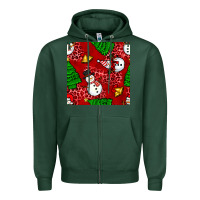 Sports Green christmas snowman and trees seamless pattern Zipper Hoodie - BundleAndBundleShop