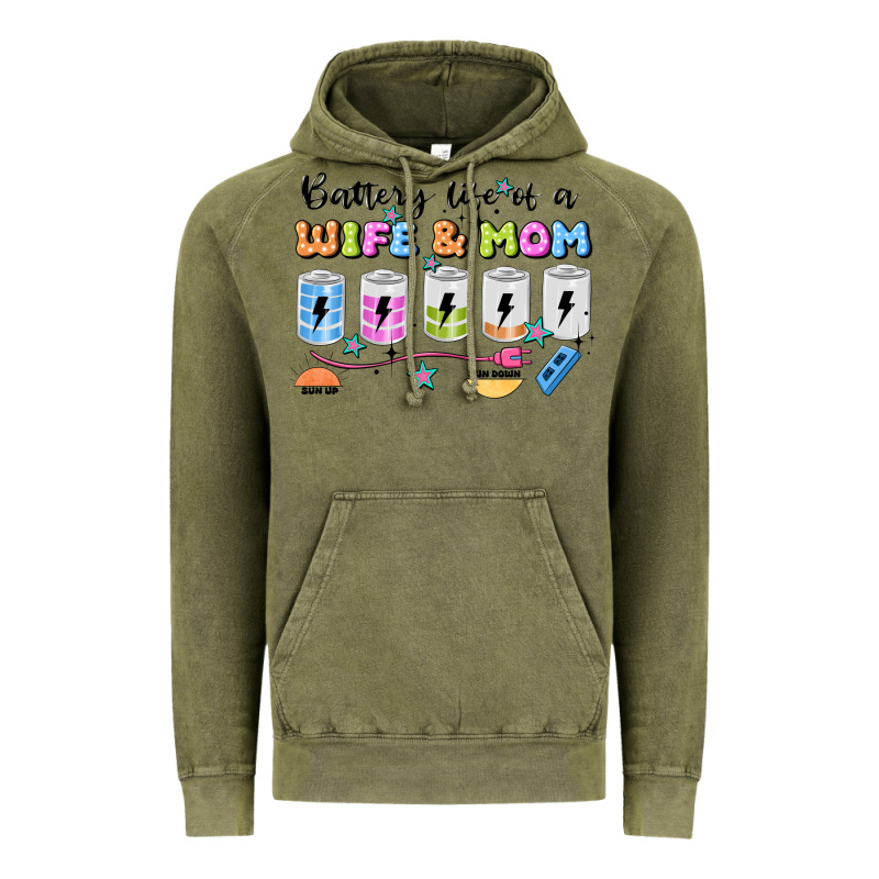 Battery Life Of A Wife & Mom Vintage Hoodie by JahusDesignShop | Teevron