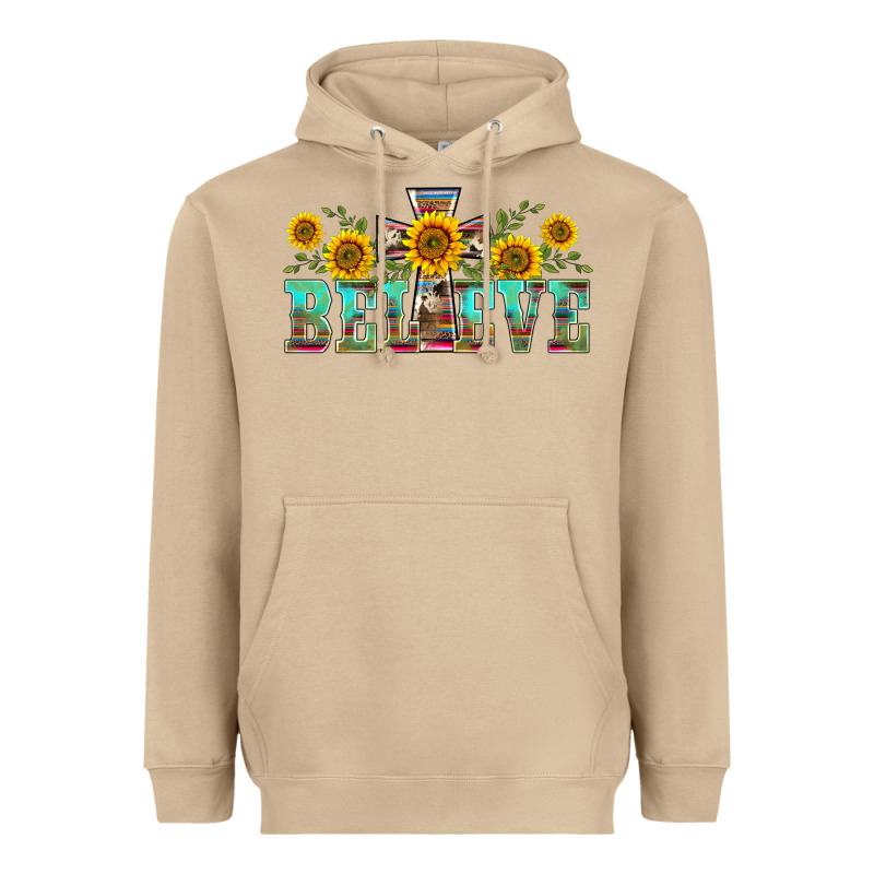 Western Believe Sunflowers Flowers Heavyweight Hoodie by BarkalooDesign | Teevron