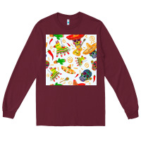 Burgundy mexico seamless pattern Long Sleeve Tee - FaDigitalArtStudio