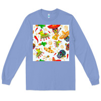 Colony Blue mexico seamless pattern Long Sleeve Tee - FaDigitalArtStudio