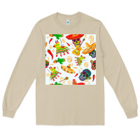 Mushroom mexico seamless pattern Long Sleeve Tee - FaDigitalArtStudio