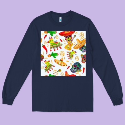 Mexico Seamless Pattern Long Sleeve Tee Designed By Fadigitalartstudio